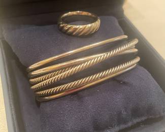 DAVID YURMAN LARGE STERLING CUFF    AND YURMAN  RING - SIMPLE BAND     WE  HAVE A GREAT SALE GOING !!