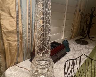  TALL WATERFORD CRYSTAL LAMP W/ WATERFORD SIGNED ORIGINAL LAMPSHADE ALSO   