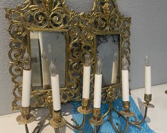 AUTHENTIC ANTIQUE PAIR OF WALL SCONCES - THEY WORK AND WERE TAKEN DOWN BY ELECTRICIAN TO BE ABLE TO SELL -RARE AND FABULOUS FIND ON THESE