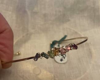 14K YELLOW GOLD SEMI PRECIOUS STONES DELICATE BRACELET