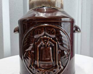 $25 Vintage McCoy Pottery Brown Drip Milk Can Cookie Jar 1776-1976 USA 