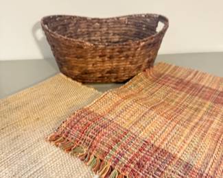 $15 Large woven basket and two table runners 