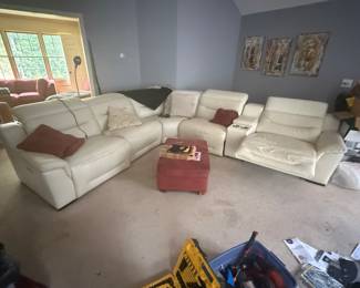 Luxurious White Leather Sectional Sofa