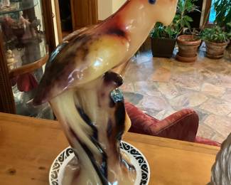 Vintage Waxed Bird Figurine