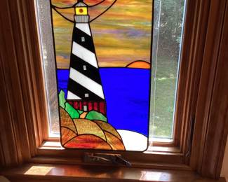 Stained Glass Applique of Lighthouse