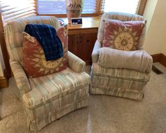 Beige Swival Rocker Chairs