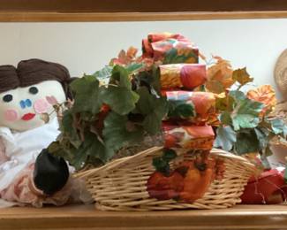 Rag doll with autumn baskets