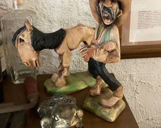 Vintage chalkware figurine by Andy Anderson titled Tex the Singing Cowboy