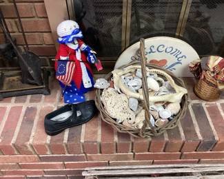 Basket of Shells, Welcome Sign and Rag Doll