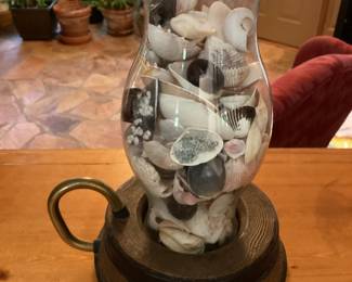 Hurricane Vase with handle and shells