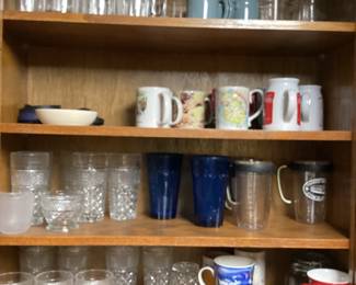 Variety of Glassware and coffee mugs