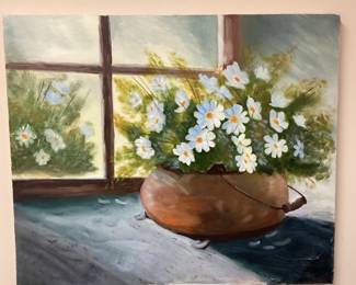Wall Art white flowers at Window