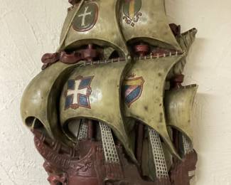 Wall Art Chalkware depicting Spanish galleon ship