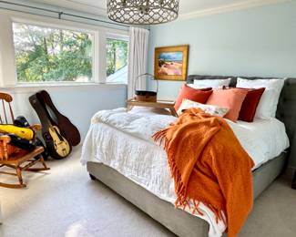 Pottery Barn Queen Bed, Guitar and violins
