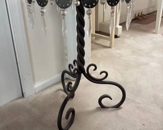 Wrought Iron and Crystal Plant Stand 