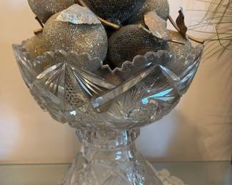 Crystal Fruit Bowl with Decorative Fruit 