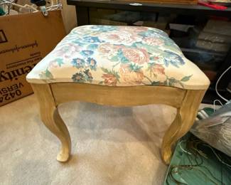 vintage style floral upholstered footstool 