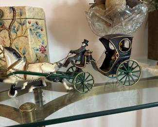 Cast Iron Horse drawn Carriage doorstop 