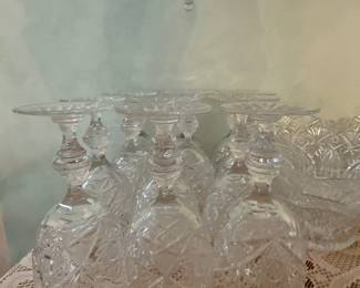 Crystal cut wine glasses 