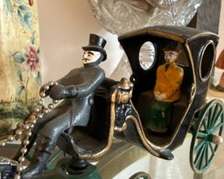 Cast Iron Horse drawn Carriage doorstop 