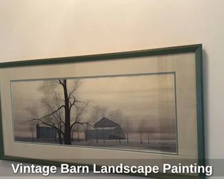 Vintage Barn Landscape Painting 