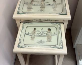 Vintage Asian Scene Nesting Tables 