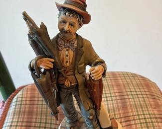Capodimonte Porcelain Figurine of Man with Umbrellas 