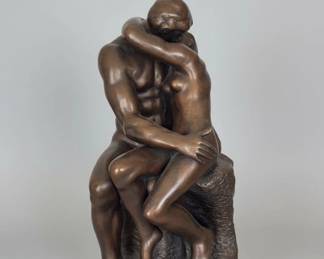 Bronze Sculpture of Embracing Couple 