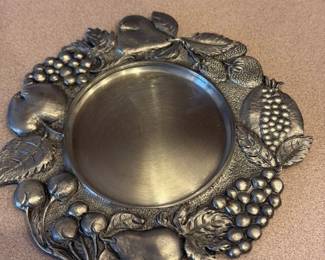 Pewter Fruit Embossed Plate 