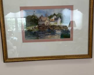 Watercolor Painting of a Coastal Village