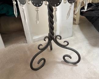Wrought Iron and Crystal Plant Stand 