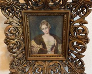 Ornate Gilt Frame with Portrait Miniature 