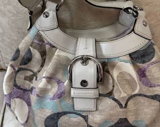 Coach Soho Pastels Canvas Leather Signature Hobo Bag 
