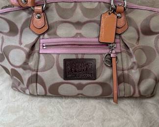 Coach Poppy Signature Satin Leather Groove 2 way bag 