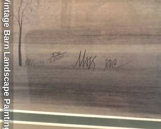 Vintage Barn Landscape Painting 