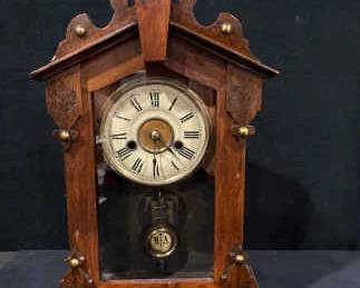 Antique Mantel Clock with RA Initialed Pendelum