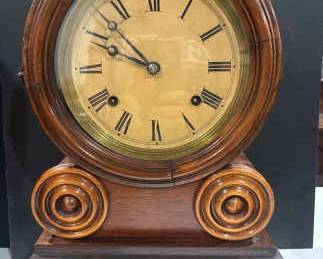 8 day Gilbert Mosaic Time Strike Mantel Clock