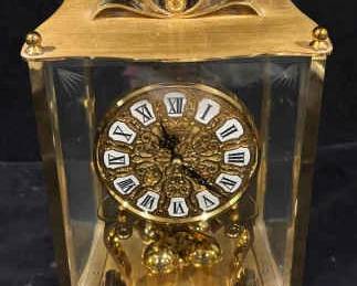 Kundo Mantel Clock In Brass Glass Case Kieninger Obergfell Germany