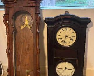 Seth Thomas Double Dial Calendar Clock For Restoration And Clock Case
