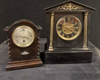 German Wurttemberg Mantel Clock Black Slate Mantel Clock