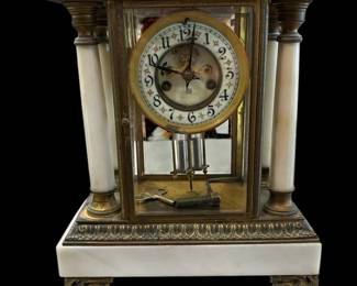 1888 Waterbury White Marble Mantel Clock