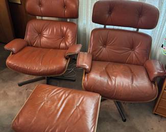 Eames style chairs with ottoman 