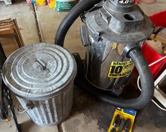 Shop VAC, aluminum garbage can