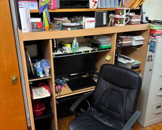 Desk chair, office supplies