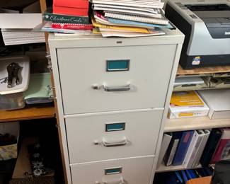 Filing cabinet, office supplies