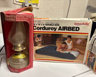Oil lamp, air mattress 