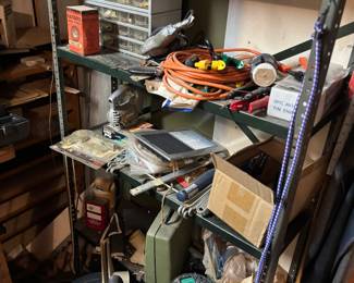 Shop vac, tools, extension cords