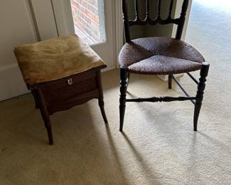 Antique chair and shoe shine stand