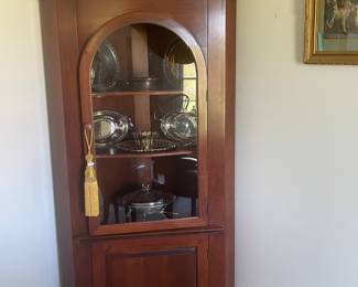 Cherry corner cabinet, one of a pair