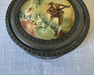 Pewter trinket box with glass liner